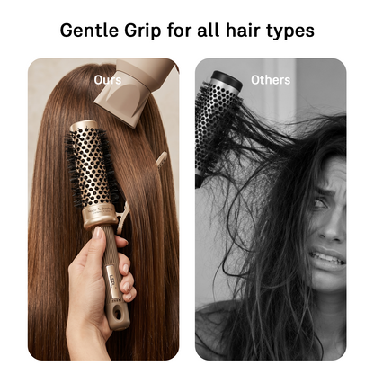 LEPL Pro Hold 32mm Round Hair Brush with Handheld Detangle Clip, Blush Gold