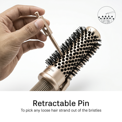 LEPL Pro Hold 32mm Round Hair Brush with Handheld Detangle Clip, Blush Gold