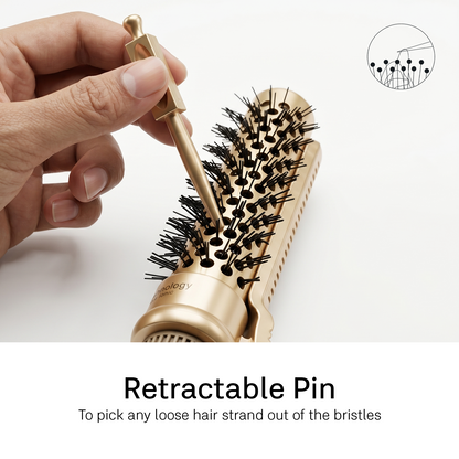 LEPL Pro Hold 25mm Round Hair Brush with Handheld Detangle Clip, Blush Gold