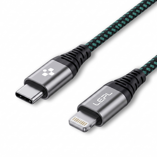 LEPL Core CL10 27W USB Type-C to Lightning Charging Data Cable, 1 Meter, Green & Black