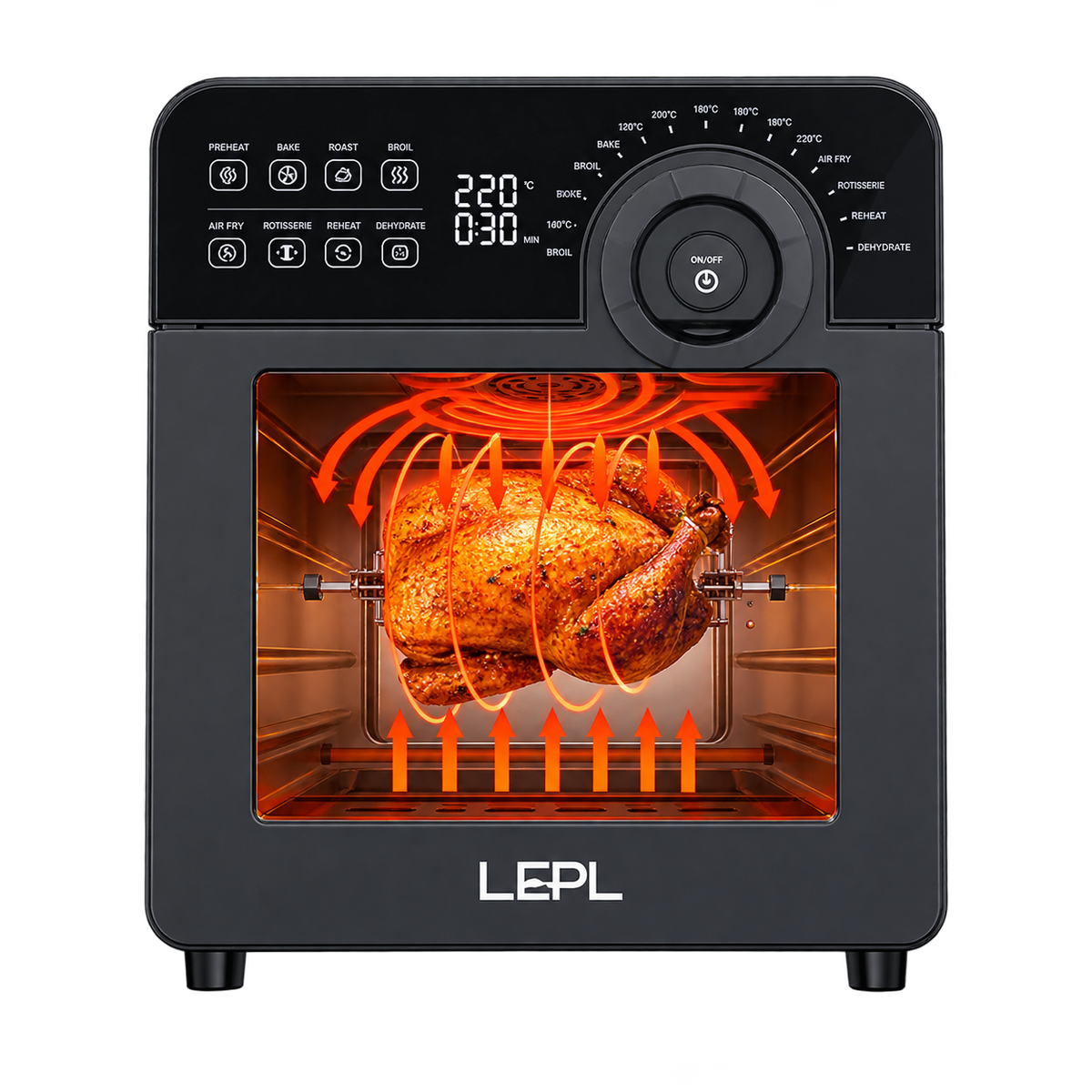 LEPL LAF526 Crispify Air Fryer Oven 14 L,1700 W, 16 Preset Programs| Roast, Dehydrate, Bake,Fry, Rotisserie, Grill, Convection | Touch, Digital display, Rapid Air Tech, Temp &Timer Control,1 Year Warranty