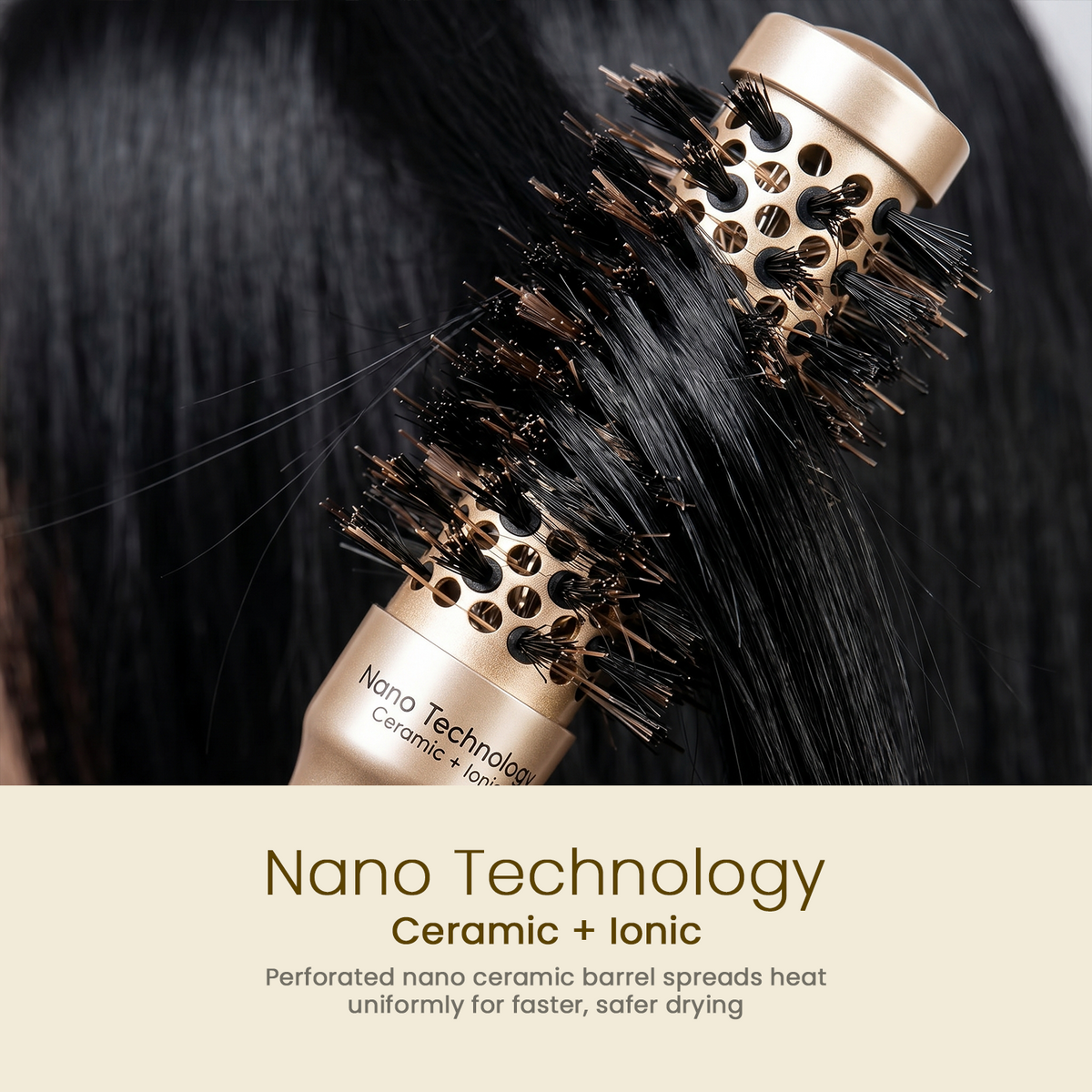 LEPL GoldFusion 25mm Professional Round Hair Brush, Blush Gold