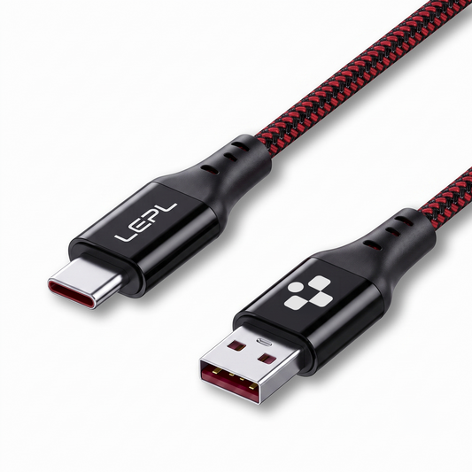 LEPL Volt AC10 65W USB Type-C Charging Data Cable, 1 Meter, Red & Black